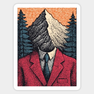 Surreal Mountain Head Man in Nature Illustration Magnet